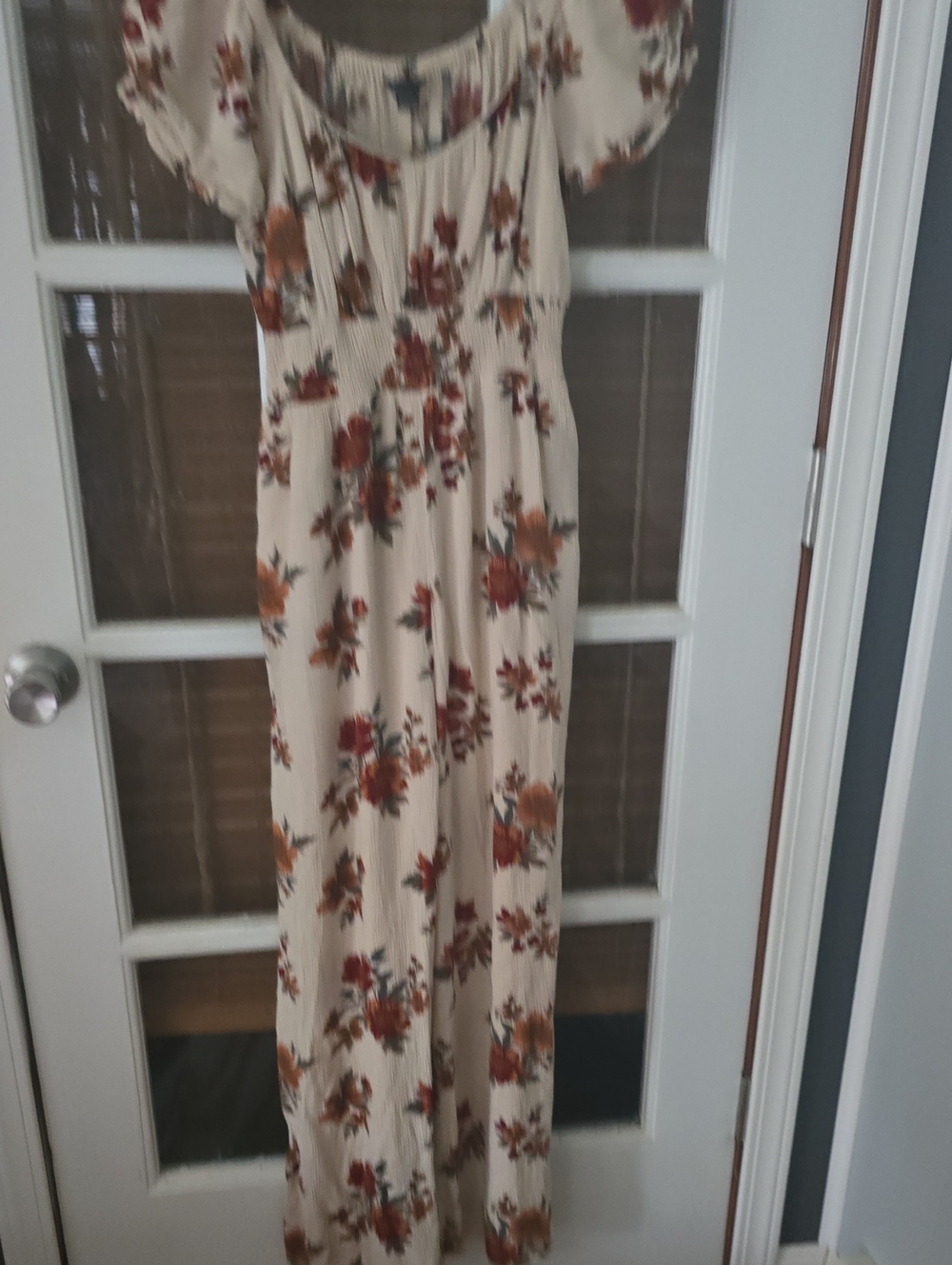 American Eagle Outfitters Cream Floral Jumpsuit